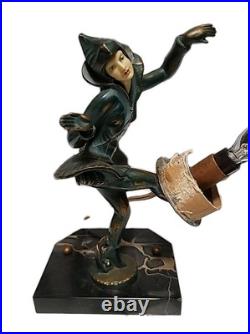 Art Deco Pixie Harlequin Fairy Styled Lamp With Millefiori Glass Globe