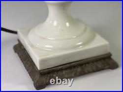 Art Deco Porcelain Table Lamp With Hand-Painted Floral China Vase 1930s WORKING