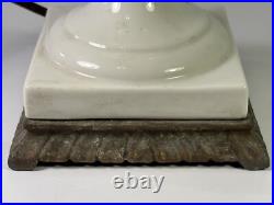 Art Deco Porcelain Table Lamp With Hand-Painted Floral China Vase 1930s WORKING