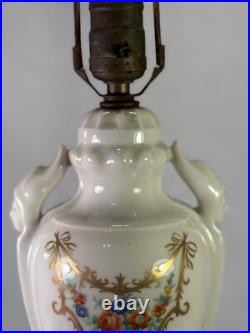 Art Deco Porcelain Table Lamp With Hand-Painted Floral China Vase 1930s WORKING