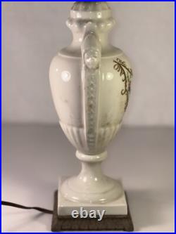 Art Deco Porcelain Table Lamp With Hand-Painted Floral China Vase 1930s WORKING