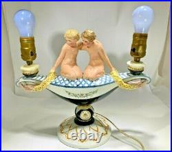 Art Deco Rare F. Goldscheider Made In Austria Figural Girls Holding Flowers Lamp