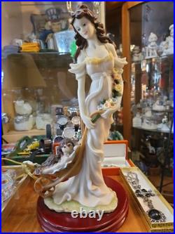 Art Deco Resin Table Lamp Lady With Flowers Puppy No Shade Armani Style