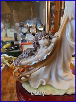 Art Deco Resin Table Lamp Lady With Flowers Puppy No Shade Armani Style