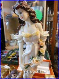 Art Deco Resin Table Lamp Lady With Flowers Puppy No Shade Armani Style