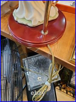 Art Deco Resin Table Lamp Lady With Flowers Puppy No Shade Armani Style