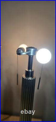 Art Deco Revival Extruded Aluminum Chrome Base Table Lamps Set No Shades Works