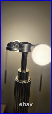 Art Deco Revival Extruded Aluminum Chrome Base Table Lamps Set No Shades Works