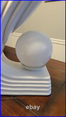Art Deco Revival Huge Cascading Wing Flame Lamp White Ceramic Limelight Rare