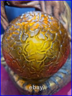 Art Deco Rin Tin Tin German Shepherd Dog Lamp AMBER BRAIN LAMP GLOBE SHADE BALL