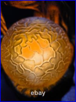 Art Deco Rin Tin Tin German Shepherd Dog Lamp AMBER BRAIN LAMP GLOBE SHADE BALL