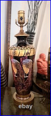 Art Deco Rosenthal Pickard Limoges Iridescent Peacock Hand Painted Table Lamp