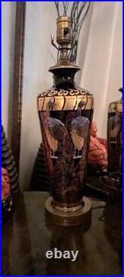 Art Deco Rosenthal Pickard Limoges Iridescent Peacock Hand Painted Table Lamp