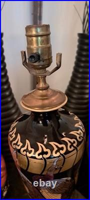 Art Deco Rosenthal Pickard Limoges Iridescent Peacock Hand Painted Table Lamp