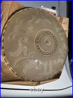 Art Deco Round Frosted Glass Floral Pattern Lamp Shade, Ceiling Lamp Compatible