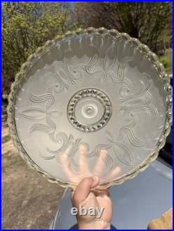 Art Deco Round Frosted Glass Floral Pattern Lamp Shade, Ceiling Lamp Compatible