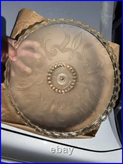 Art Deco Round Frosted Glass Floral Pattern Lamp Shade, Ceiling Lamp Compatible