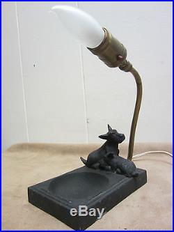 Art Deco SCOTTIE Dogs ashtray cointray with lamp unusual design trinkets jewelry