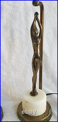 Art Deco SET 1920's nude lady figural statue table radio lamps Frankart Nuart
