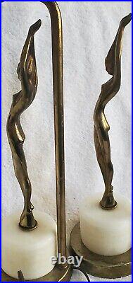 Art Deco SET 1920's nude lady figural statue table radio lamps Frankart Nuart