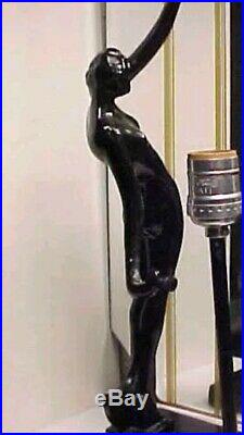 Art Deco Sarsaparilla Frankart Modernistic Nude Lady Metal Lamp With Glassdisc