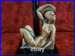 Art Deco Sarsaparilla Nude Figural Lamp with Geometric Shade
