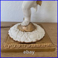 Art Deco Satin Glass PuttoWhite Antique Ceramic Globe Lamp