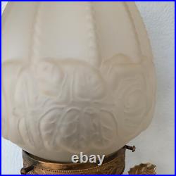 Art Deco Satin Glass PuttoWhite Antique Ceramic Globe Lamp