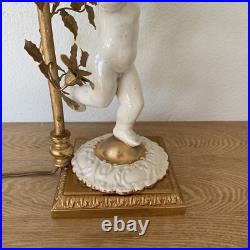 Art Deco Satin Glass PuttoWhite Antique Ceramic Globe Lamp