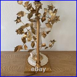 Art Deco Satin Glass PuttoWhite Antique Ceramic Globe Lamp