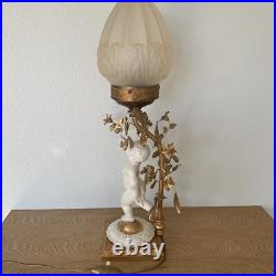 Art Deco Satin Glass PuttoWhite Antique Ceramic Globe Lamp