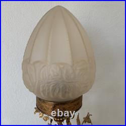 Art Deco Satin Glass PuttoWhite Antique Ceramic Globe Lamp