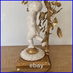 Art Deco Satin Glass PuttoWhite Antique Ceramic Globe Lamp