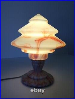 Art Deco Scailmont Glas Tischlampe Table Lamp Belgium um 1930 Selten Rar