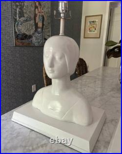 Art Deco Sculptural Style Swimmer's Bust Table Lamps a pair