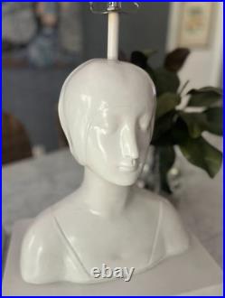 Art Deco Sculptural Style Swimmer's Bust Table Lamps a pair