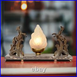 Art Deco Sculptures Lamp Table Lamp Golden Deers Stag 1930 Light
