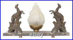Art Deco Sculptures Lamp Table Lamp Golden Deers Stag 1930 Light