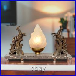 Art Deco Sculptures Lamp Table Lamp Golden Deers Stag 1930 Light