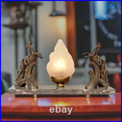 Art Deco Sculptures Lamp Table Lamp Golden Deers Stag 1930 Light