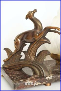 Art Deco Sculptures Lamp Table Lamp Golden Deers Stag 1930 Light