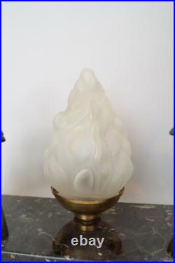 Art Deco Sculptures Lamp Table Lamp Golden Deers Stag 1930 Light