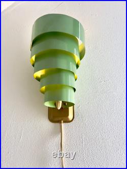 Art Deco Seafoam Green Tiered Wall Sconce Vintage Tin & Bakelite Light 1930s
