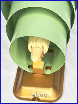 Art Deco Seafoam Green Tiered Wall Sconce Vintage Tin & Bakelite Light 1930s