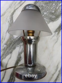 Art Deco Silver Bronze Small Mushroom Lamp Chrome