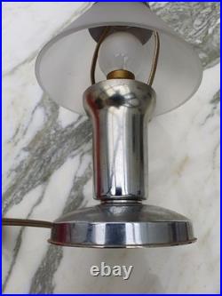 Art Deco Silver Bronze Small Mushroom Lamp Chrome