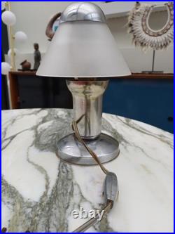 Art Deco Silver Bronze Small Mushroom Lamp Chrome