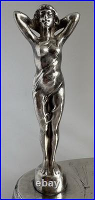 Art Deco Silver Plated Semi Nude Lady Statuette Table Lamp from Murray's Diner