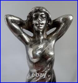 Art Deco Silver Plated Semi Nude Lady Statuette Table Lamp from Murray's Diner