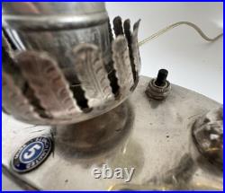 Art Deco Silver Plated Semi Nude Lady Statuette Table Lamp from Murray's Diner